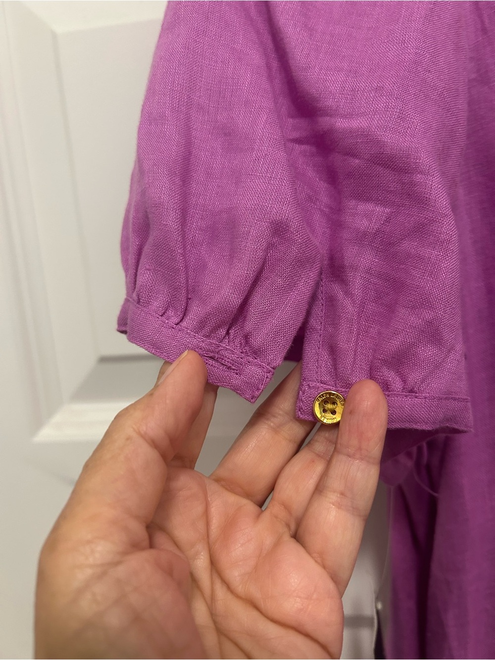 Lauren Ralph Lauren Purple100% Linen Tiered Midi Dress 16 Boho Cottagecore NWT - Picture 10 of 15